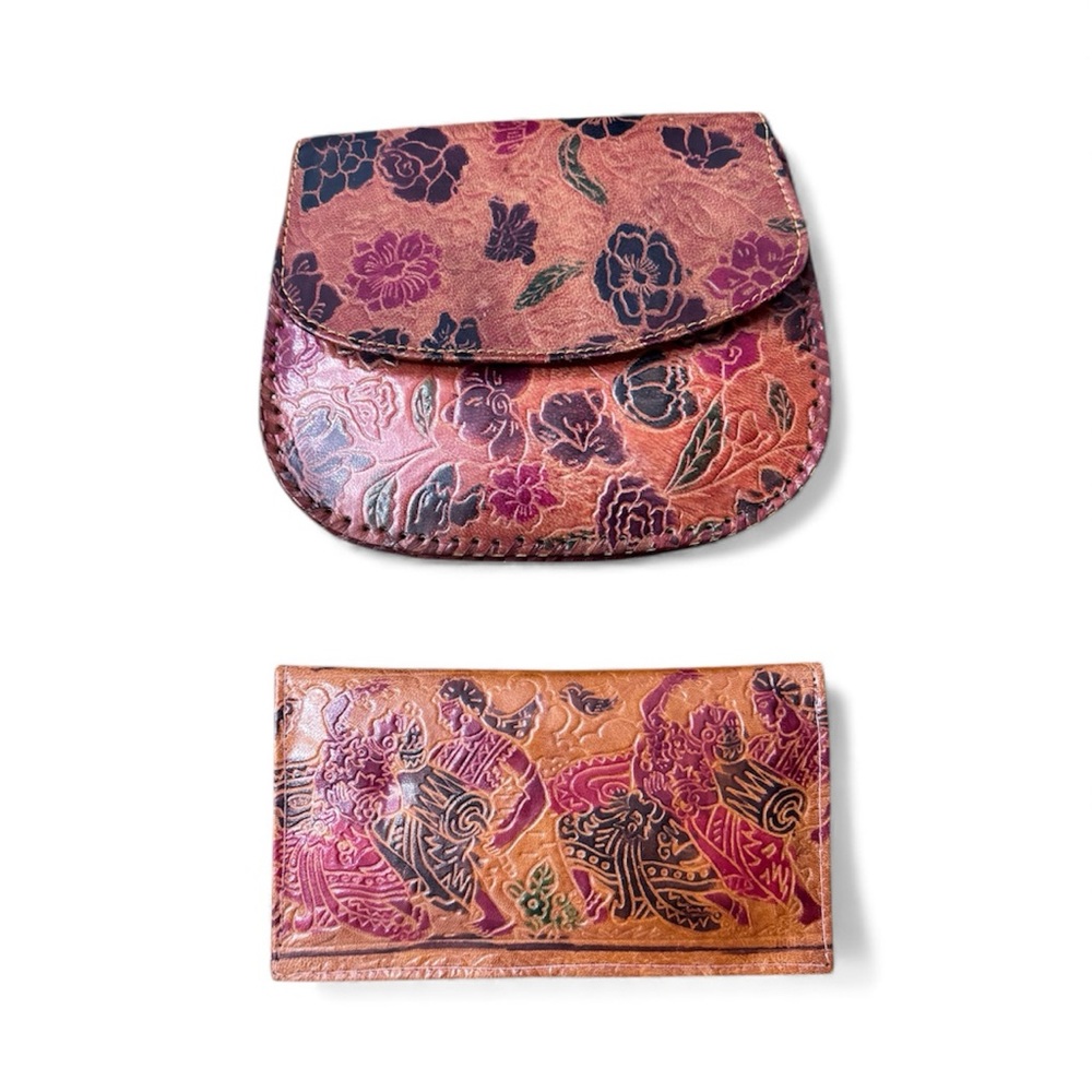 Vintage Hand Tooled and Woven Women’s Bag Set